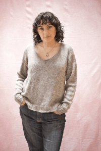 Kephren wearing the Lake Geneva Sweater with 6"/15 cm positive ease